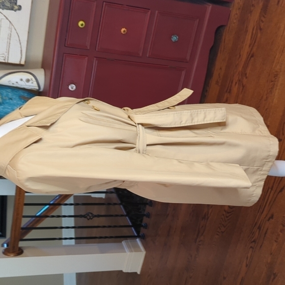 Vintage Sears classic tan belted double breasted Belted trench coat Sz 8 - Picture 4 of 12